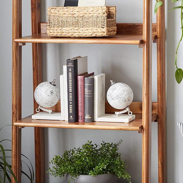 Deco 79 Bookends, 5" L x 4" W x 7" H, White
