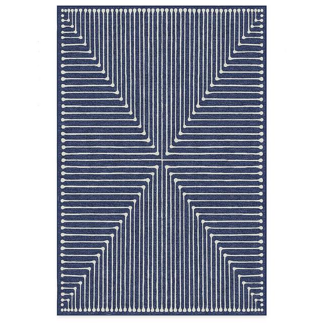 RUGGABLE x Jonathan Adler Washable Rug - Perfect Modern Area Rug for Living Room, Bedroom, Kitchen & Dorm Room - Stain & Water Resistant - Durable, Inkdrop Lapis Blue 6'x9' (Standard Pad)