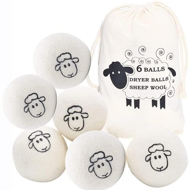 6 Pack Dryer Balls Laundry Reusable, Wool Dryer Balls, Anti Static Dryer Balls, Wool Dryer Balls Laundry Reusable, Laundry Dryer Balls, with Sheep Pattern, Shorten Drying Time and Fluff