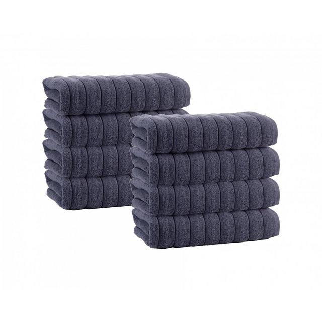 8pc Vague Turkish Cotton Hand Towel Set Black - Enchante Home
