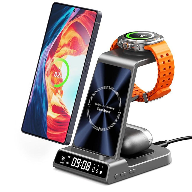 Wireless Charger for Samsung, 3 in 1 Wireless Charging Station for Samsung Galaxy S25 Ultra/S24 Ultra/S23/S22/Z Flip 7/Fold 6, Charger for Samsung Galaxy Watch Ultra/8/7/6, Galaxy Buds 3/3 Pro