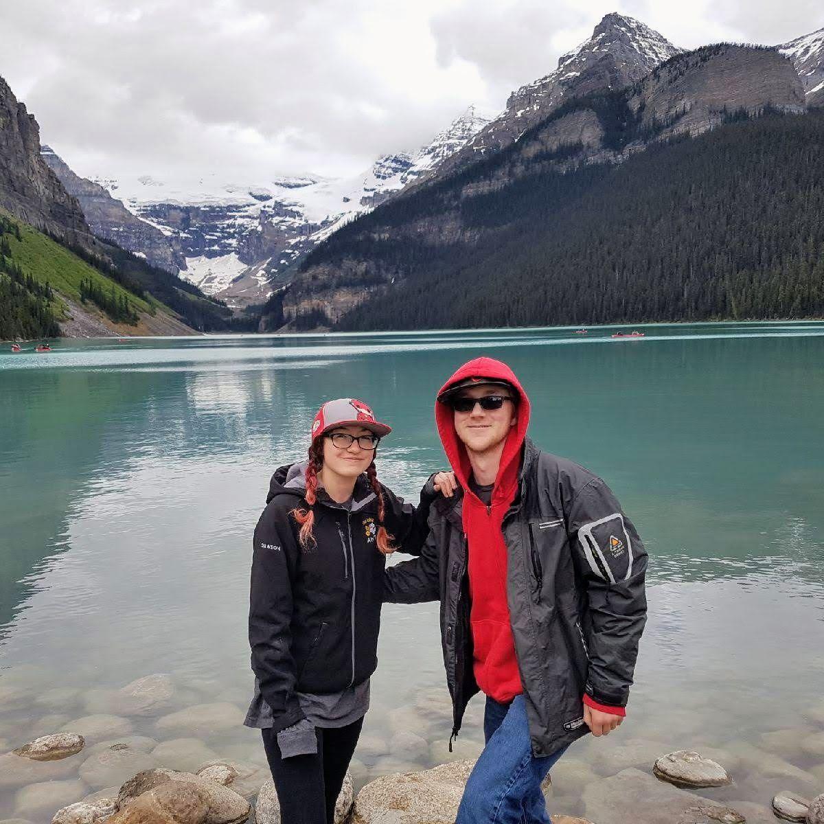 Enjoying beautiful Lake Louise with Thomas's Family