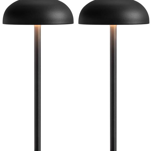 NEWSEE Cordless LED Table Lamp Set of 2, Modern Portable Desk Lamp, 3 Color Stepless Dimming Built-in Rechargeable Battery Lights, for Bedroom, Patio, Outdoor, Restaurant, Bedside Night Lamp(Black)