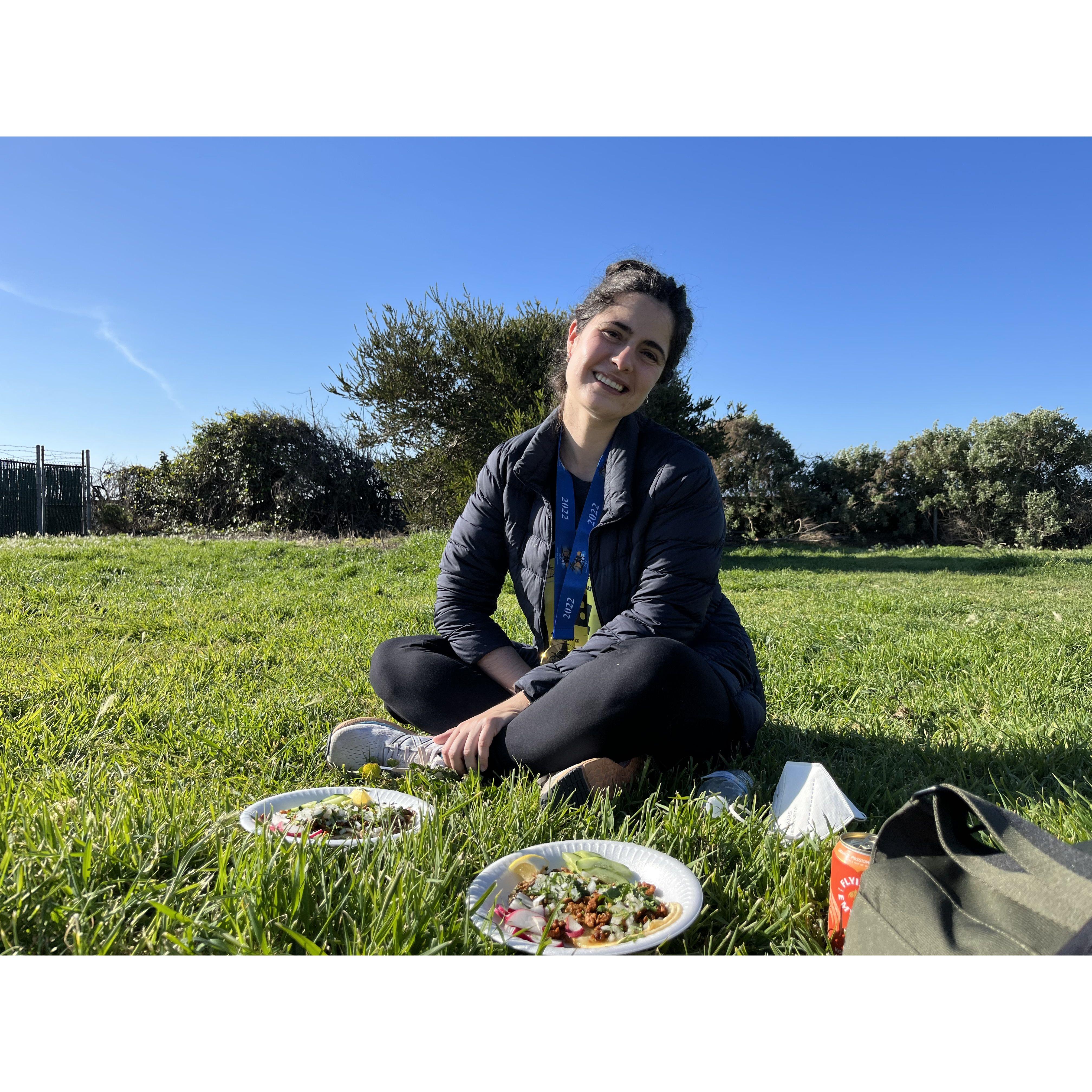 Carb filling after the run.