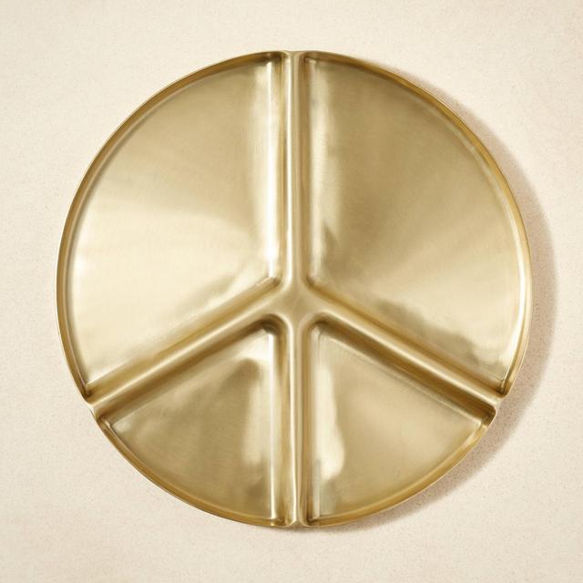 13" Metal Peace Sign Divided Serving Tray - Project Bungalow