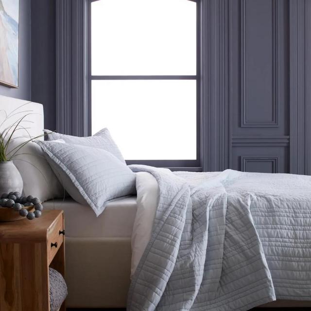 100% Organic Cotton Quilt Set Light Blue