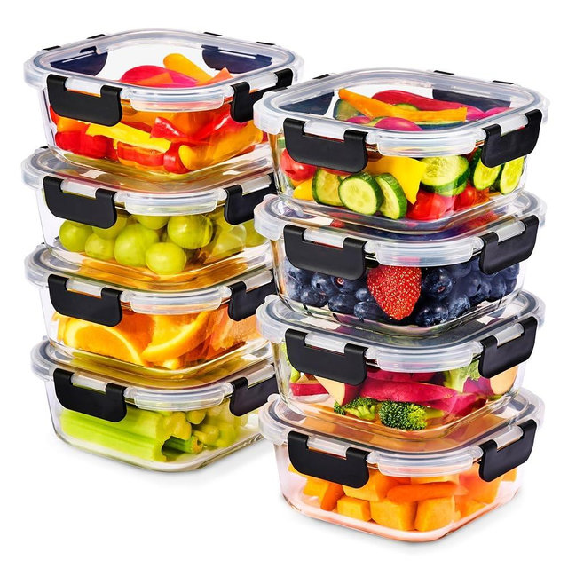 Sorbus Glass Meal Prep Containers, Dishwasher and Oven Safe Reusable Meal Prep Containers, Freezer Safe Glass Food Storage Containers with Airtight Lids