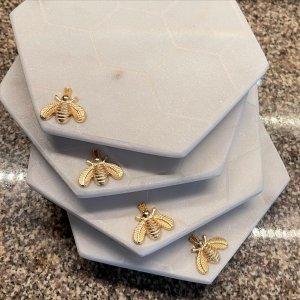 Marble Honeycomb Coasters, Set of 4