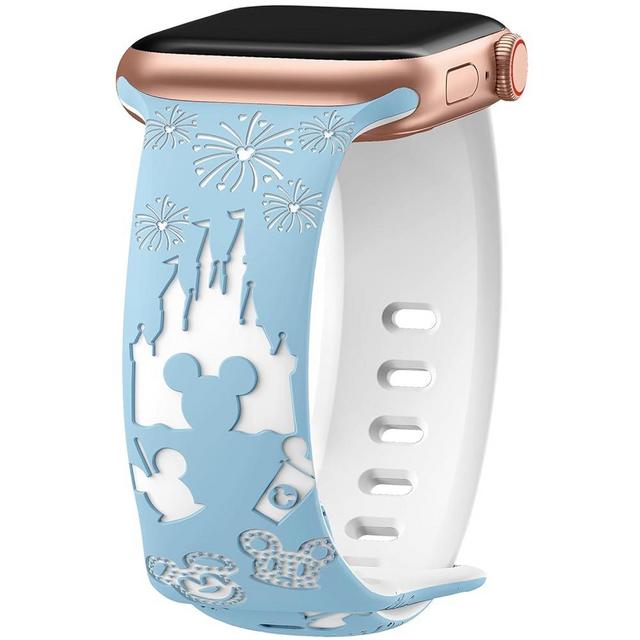 Cartoon Engraved Band Compatible with Apple Watch Bands 40mm 38mm 44mm 45mm 41mm 42mm 49mm Women, Two-Tone Cute Soft Silicone Sport Strap for iWatch Series 9/8/SE/7/6/5/4/3/2/1