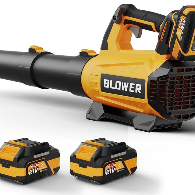 Leaf Blower Cordless - 630CFM/160MPH, 21V Powerful Electric Cordless Leaf Blower with 2 x 4.0Ah Batteries and Charger, Battery Powered Leaf Blowers for Lawn Care, Patio, Yard, Dust, Snow