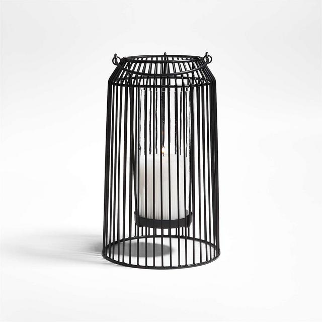 Austell Medium Black Metal Outdoor Lantern 12"