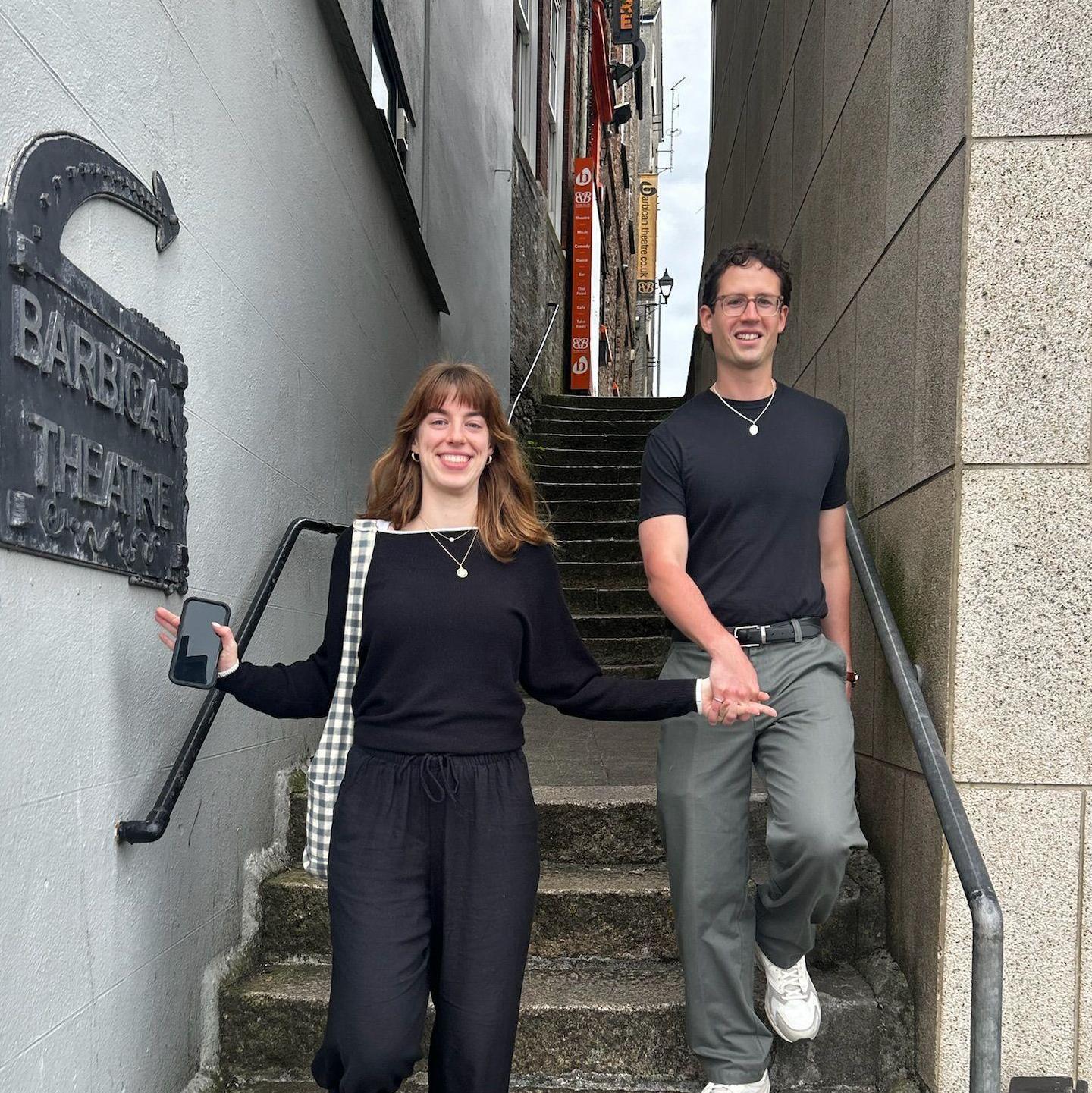 John-Luc and Grace exploring Plymouth, England after her cousin's wedding. Fun fact: These are supposedly the "true" steps the pilgrims used to board the Mayflower.