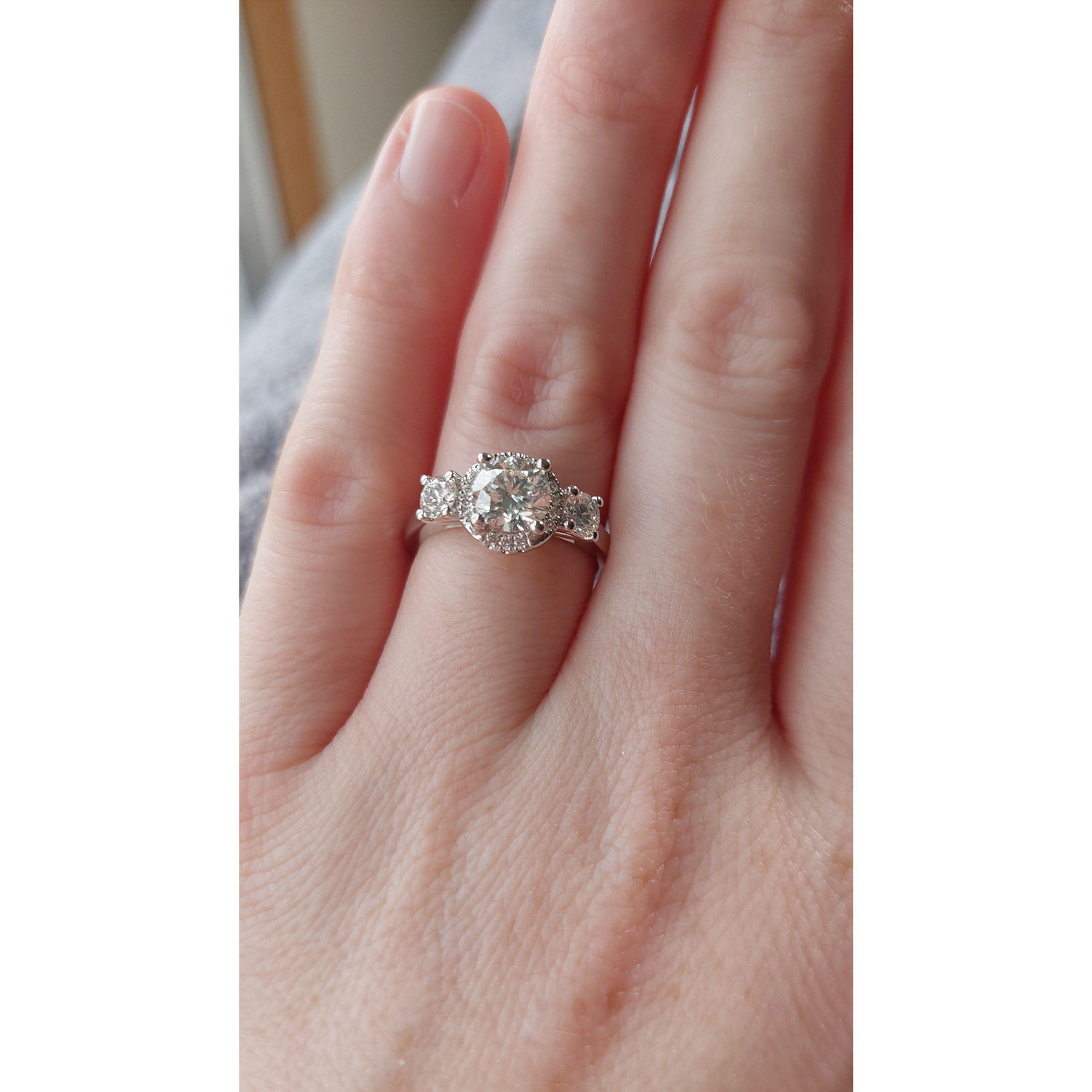 Custom Halo-Cut Trilogy Ring