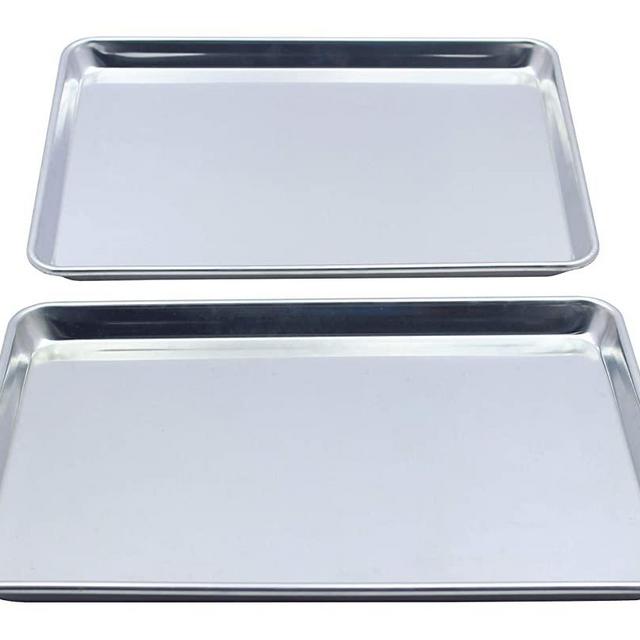 Checkered Chef Stainless Steel Quarter Sheet Pan Twin Pack - 2 Small Baking Sheets 9 ½ x 13 Inches - Warp Resistant Heavy Duty Rimmed 1/4 Sheet Pans For Baking