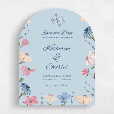 Blue Arch Wedding Save the Date - Mireille Portrait