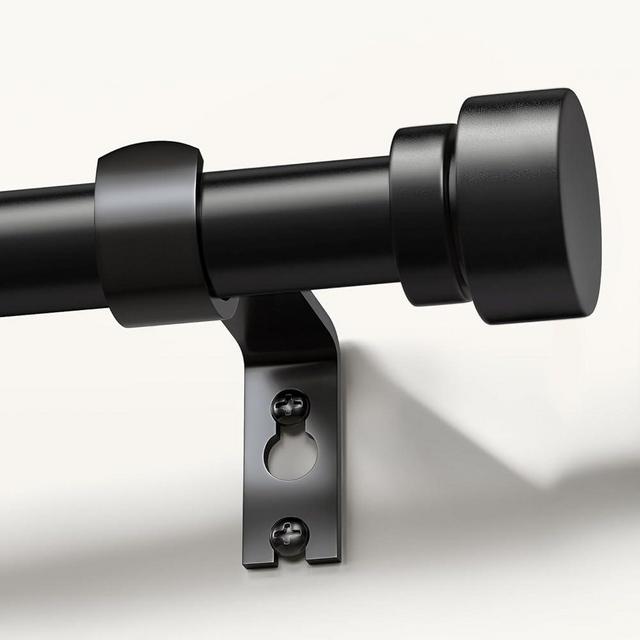 Lootkell Modern Black Curtain Rods for Windows 48 to 84 Inches Adjustable Length Heavy Duty 1" Diameter Window Curtain Rod with Decorative Finials for Outdoor Farmhouse Bedroom Kitchen Living Room
