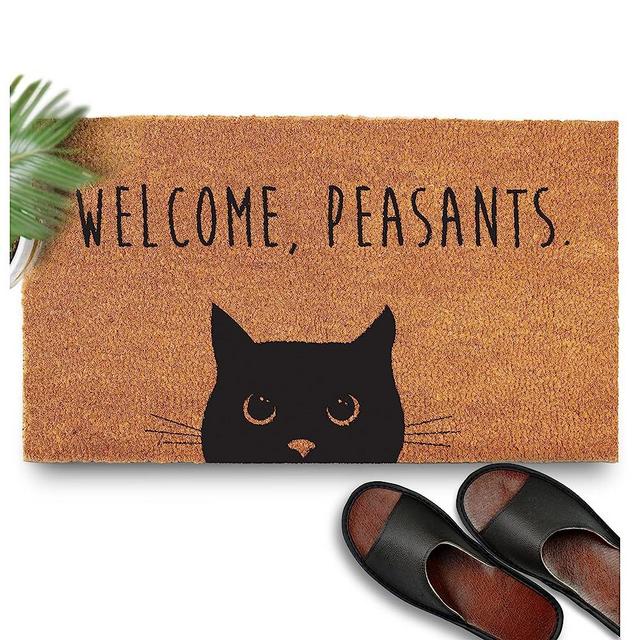Welcome Peasants Cat Doormat 30x17 Inch, Black Cat Door Mat, Funny Welcome Mats Outdoor Funny, Black Cat Gifts, Cat Rug Black Cat Decor, Cat Welcome Mat Funny, Cat Doormat Coir Door Mat Cat Print Rug
