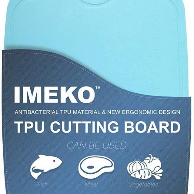 IMEKO TPU Cutting Board,BPA FREE,Knife Friendly,Flexible,Dishwasher Safe, Space Saving,Ergonomic Design, Chopping Mat.(PALE BLUE-Size: Large 15.7" x 11.5" - W: oz.15.90)