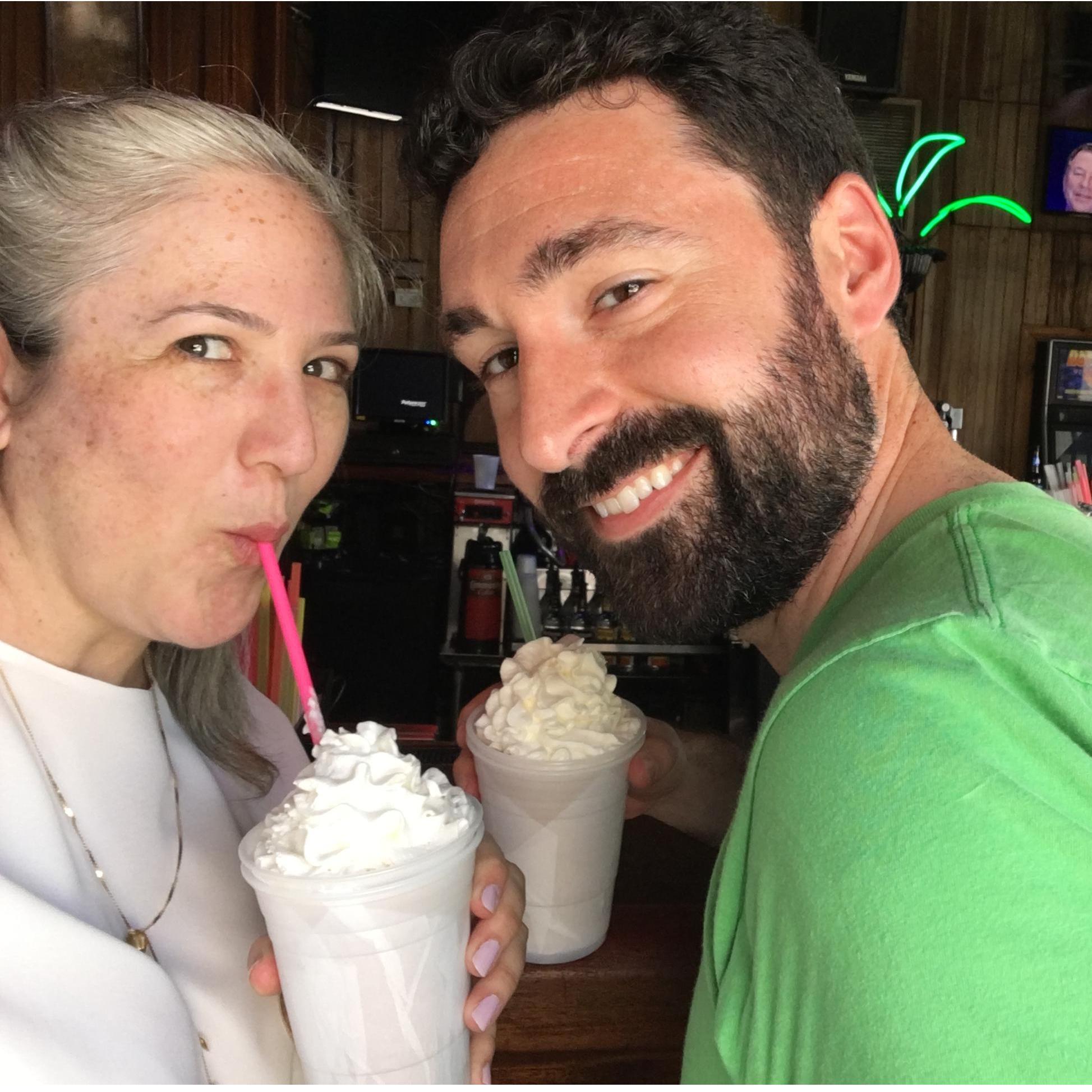 A trip to New Orleans together, enjoying a "Separator" drink at one of Adina's old haunts!