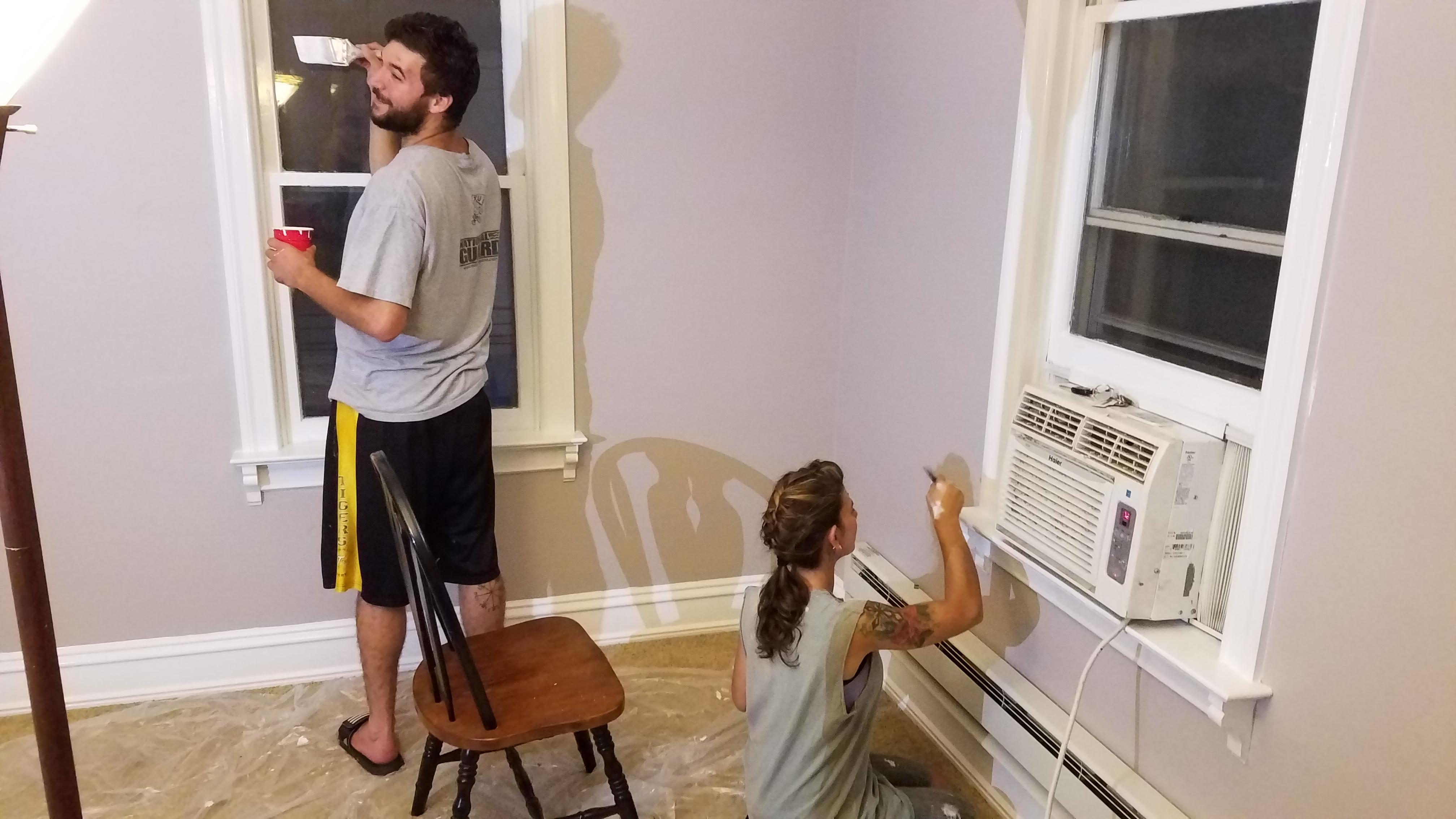 Helping paint April's nursery. Dani and Andrew started to get to know each other here.... and cover each other in paint, Andrew may also have taken a roundhouse kick to the back from Dani....