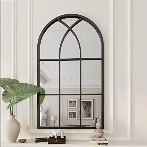 ironsmithn Wall Mirror Mounted Decorative Long Hanging Arched Window Frame Decor Wall-Mounted for Bathroom Vanity, Living Room or Bedroom