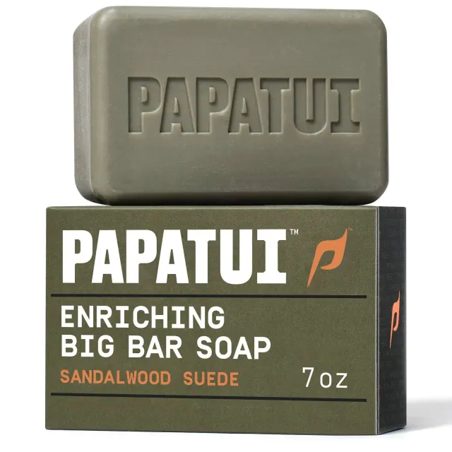 Papatui Men's Sulfate-Free Exfoliating and Hydrating Avocado Oil and Ceramides Bar Soap - Sandalwood Suede - 7oz