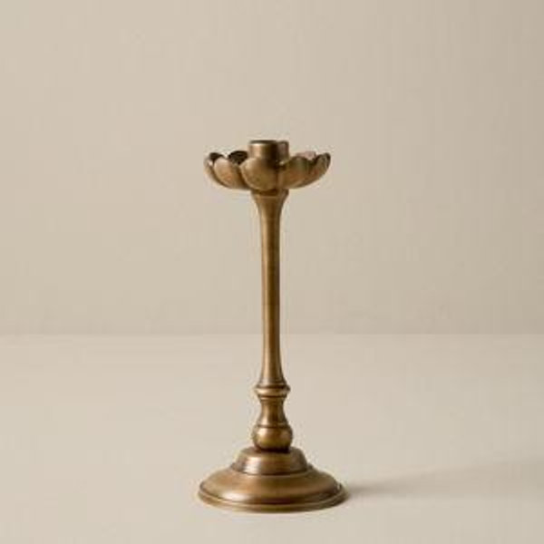 Anna Antique Brass Taper Holder - Medium
