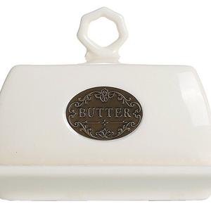 LA JOLIE MUSE - Vintage Butter Dish with Lid Cover, 6.3 Inch Ceramic Keeper, Wedding Housewarming Gift, White