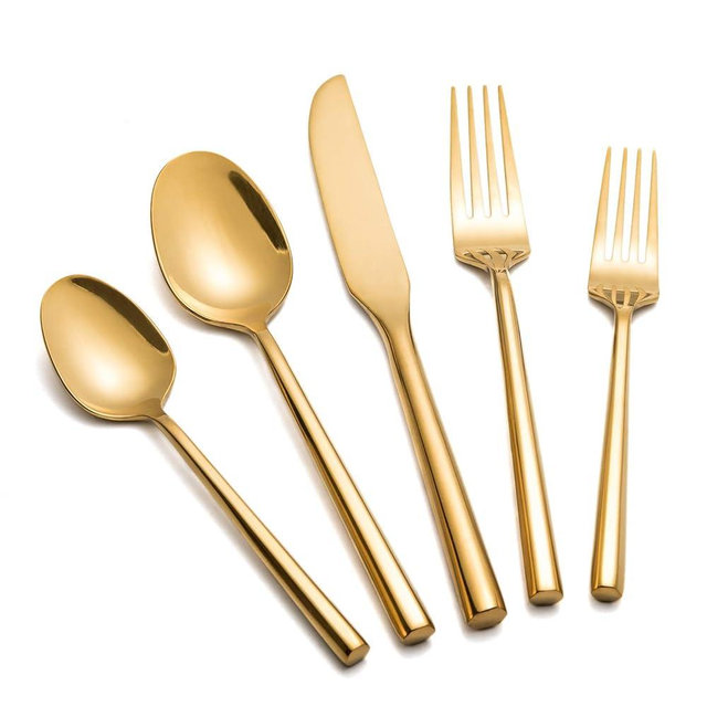 Kelenfer Gold Silverware Set Flatware Set Stainless Steel Cutlery Set Hexagon Handle Home Kitchen Daily Use 30 Pieces Service for 6