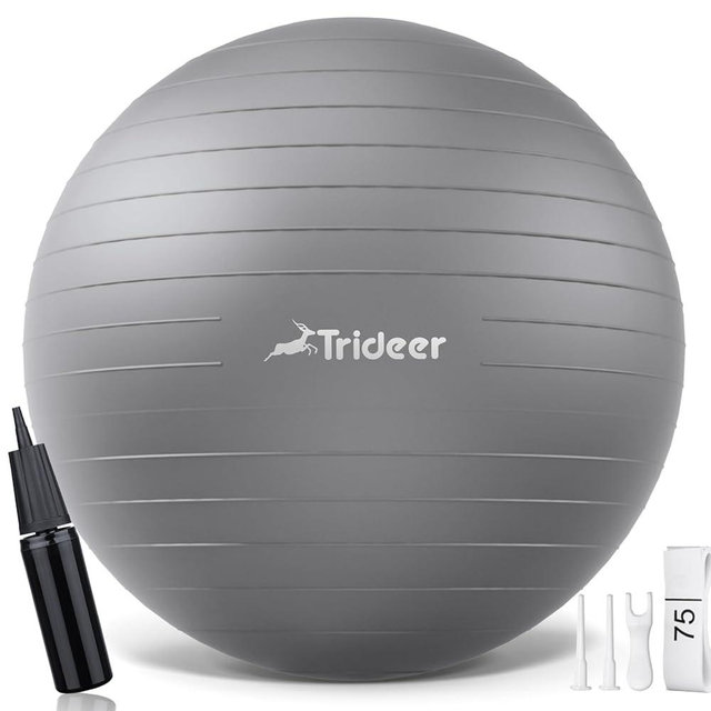 Trideer Yoga Ball - Exercise Ball for Workout pilates Stability - Anti-Burst and Slip Resistant for physical therapy, Birthing, Stretching & Core Workout, Office Ball Chair, Flexible Seating, Home Gym