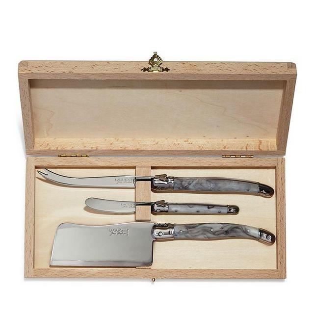 Laguiole Jean Dubost - Three-Piece Marble-Handle Cheese Knife Set