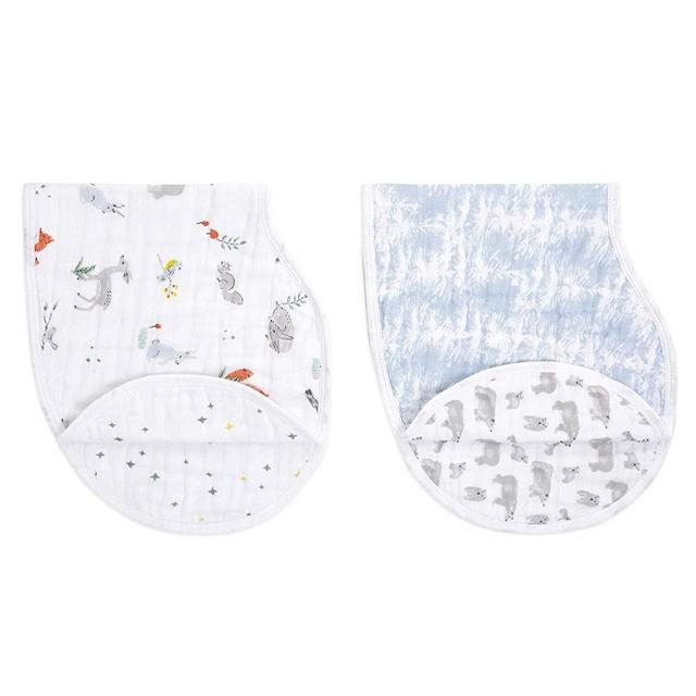 aden + anais Burpy Bib, 100% Cotton Muslin, Soft Absorbent 4 Layers, Multi-Use Burp Cloth and Bib, 22.5" X 11", 2 Pack, Naturally, 2 Pack