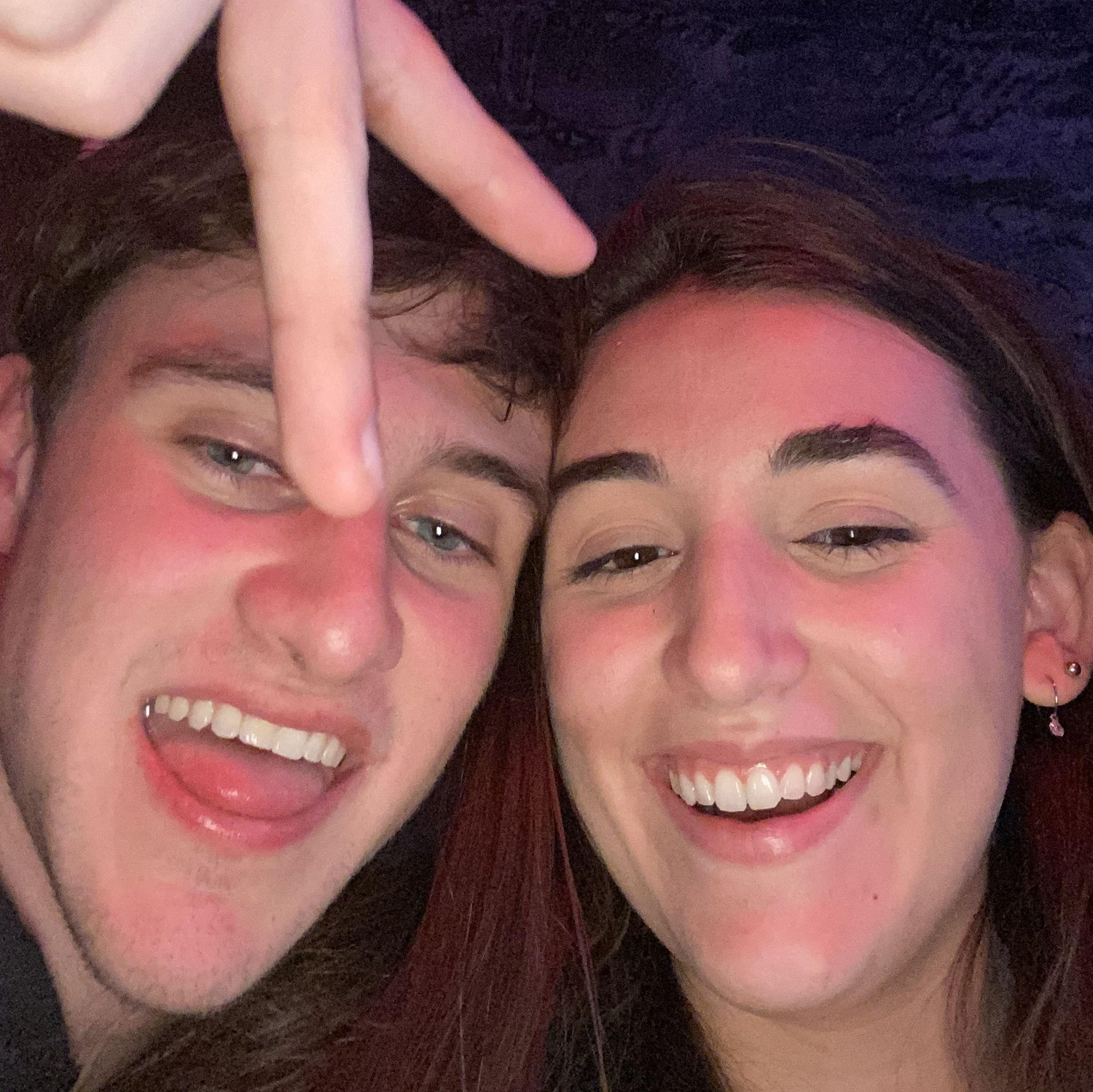 The first night we met, at our favorite college bar, Knights Pub. We knew of each other through mutual friends, so we took a picture to send to our friend group!