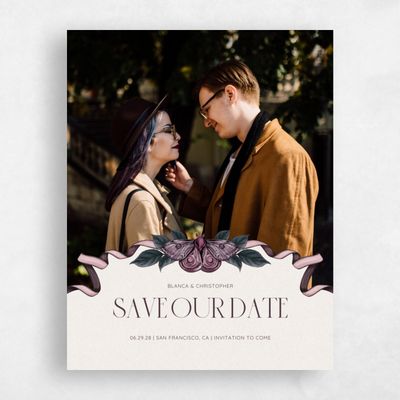 Plum, Purple Wedding Save the Date - Moreau Photo