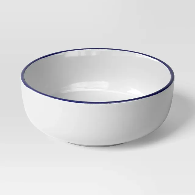 23.8oz Stoneware Cereal Bowl Blue Rim - Threshold™