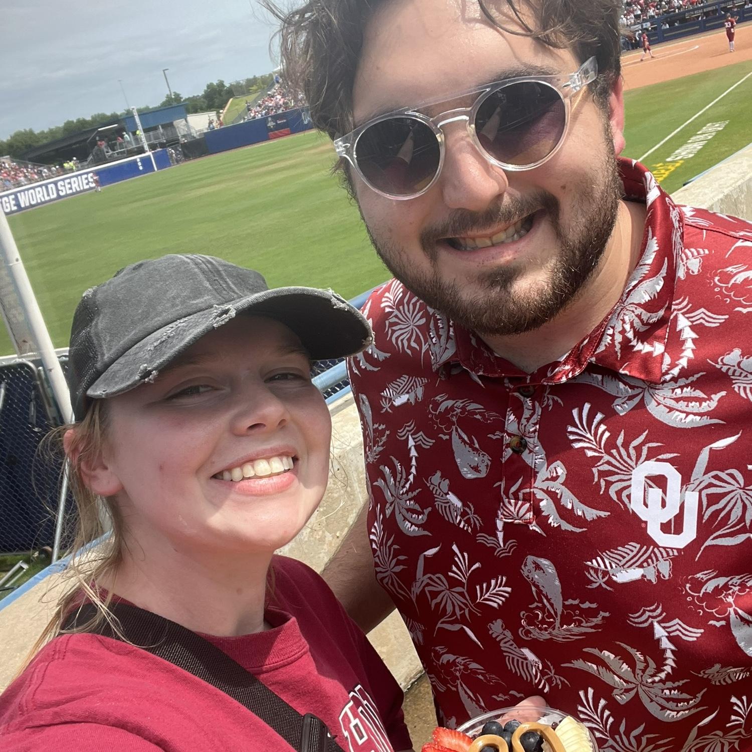 Slowly converting Keegan to an Oklahoma Softball Fan.