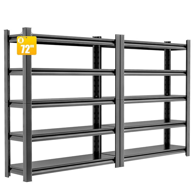Hzdbhd Garage Shelving,2 Pieces 72" Garage Storage Shelves Heavy Duty Shelving Units and Storage,Adjustable 5 Tier Metal Shelving Storage for Garage Rack Shelf and Industrial Shelving for Basement