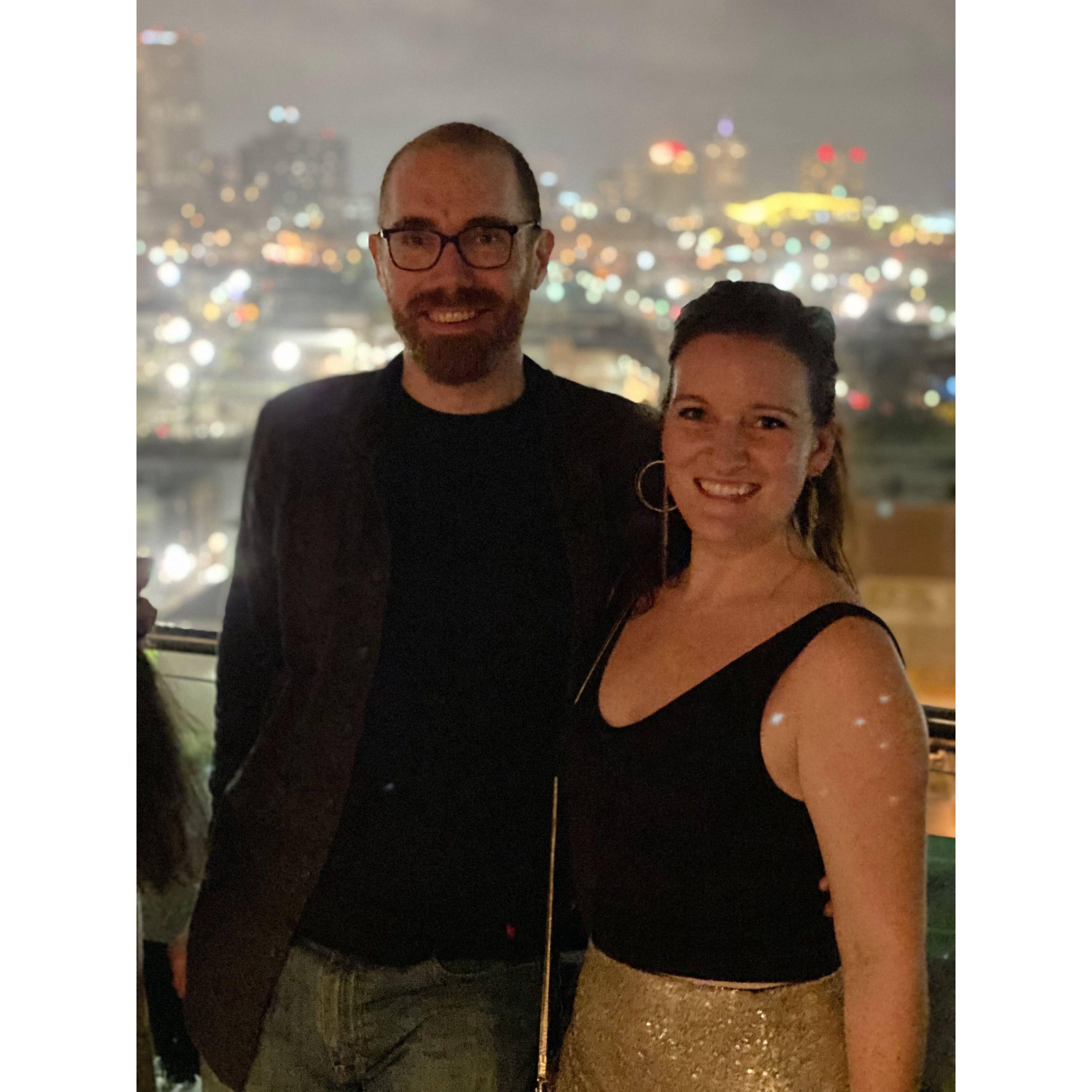 Ringing in 2022 at Hot Tin with the NOLA skyline as a backdrop