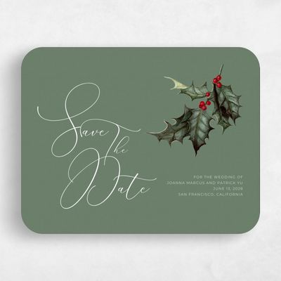 Green Rounded Wedding Save the Date - Belvoir Stamp