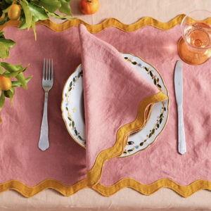 100% French Flax Linen Scalloped Placemats (Set of Four)