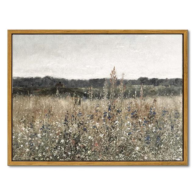 InSimSea Framed Wall Art Decorations Classical Oil Painting Canvas Prints Champ fleuri Vintage Wall Art for Home Room Bathroom Decor 12x16in/30x40cm