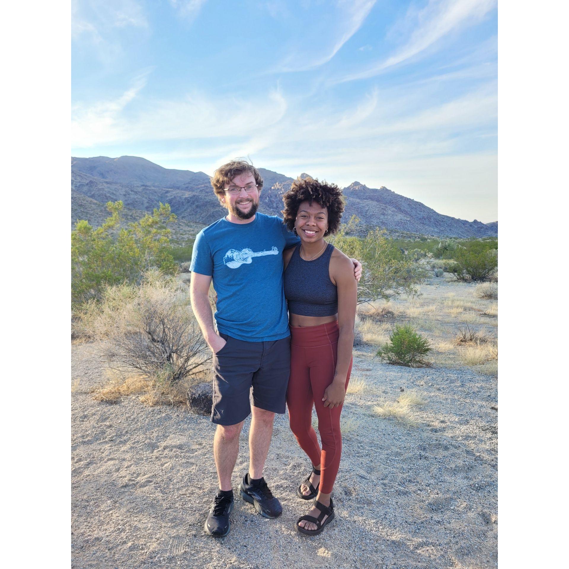 Hiking through Joshua Tree, CA.