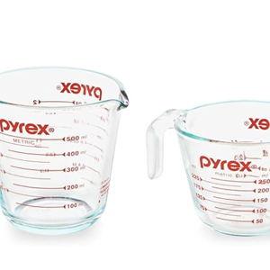 Pyrex Essentials (2-Pack) Glass Measuring Cups Set, (1 & 2 Cup) Measuring Cups For Prepping, Baking and Cooking, Preheated Oven, Dishwasher, Freezer, and Microwave Safe