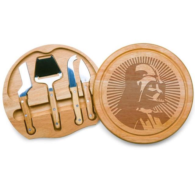 PICNIC TIME Star Wars Darth Vader Circo Cheese Board and Knife Set, Charcuterie Board Set, Wood Cutting Board, (Parawood), 10.2 x 10.2 x 1.6