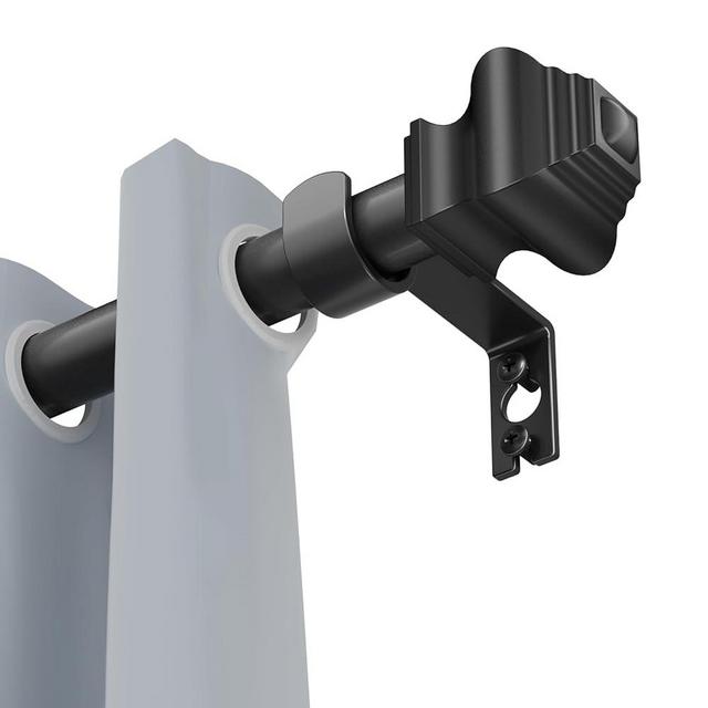 Curtain Rods for Windows 30-46 inch, 5/8 inch Matte Black Curtain Rod with Brackets, Heavy Duty Curtain Rods Adjustable by Splicing, for Bedroom Kitchen Study Living Room(30" or 46")