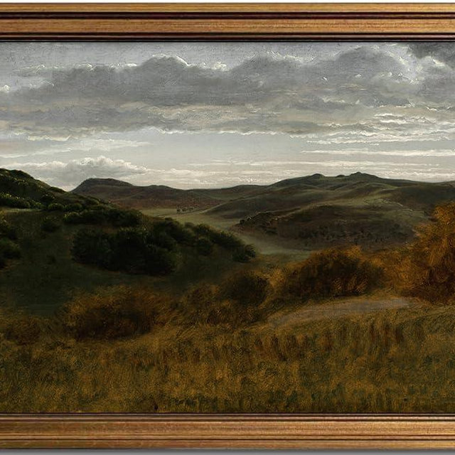 KBKBART Gold Framed Vintage Landscape Wall Art Home Decor, Retro Mountain Vintage Painting Prints, Moody Countryside Farmhouse Landscape Wall Decor, Canvas Wall Art for Living Room Decor Bedroom Home Bathroom Wall Decor(16"x24")