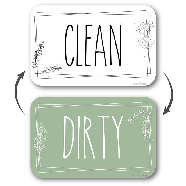 FridayVibez Double-Sided Dishwasher Magnet Clean Dirty Sign, Clean and Dirty Magnet for Dishwasher, Dirty or Clean Magnetic Signs, Clean/Dirty for Stainless Steel Decor, Dish Washer Sign Magnet