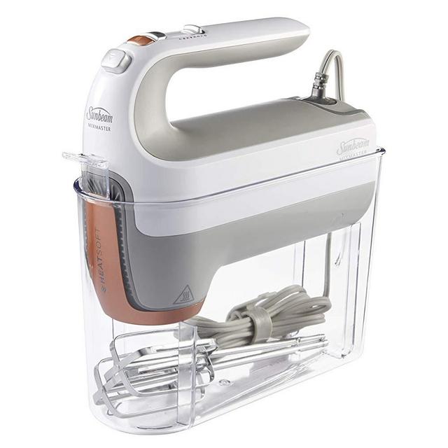 Oster 270-Watt Hand Mixer with HEATSOFT Technology | 7 Speeds | Includes Whisk, Dough Hooks, and Storage Case