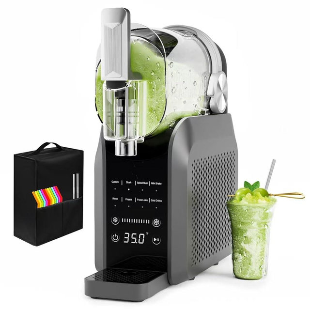 Slushie Machine, No Ice Needed, 88 oz Slushie Machine for Home with Dust Cover, Professional Frozen Drink Maker, 7 Preset Programs+Rinse, Frozen Margaritas, Frappés, Milkshake, and More