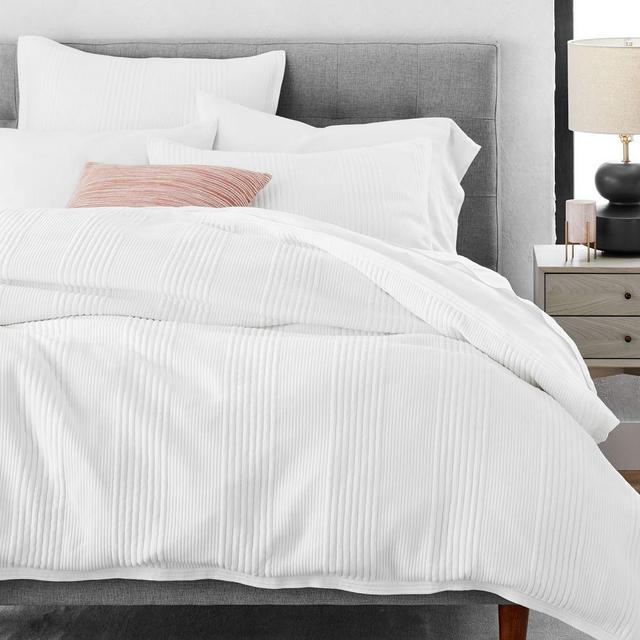 Jersey Linear Duvet & King Sham, Stone White, King